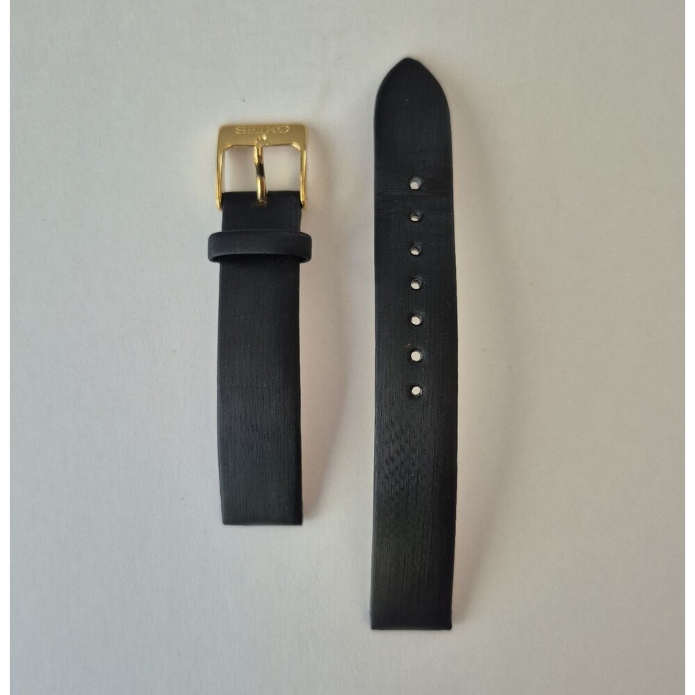 Genuine Seiko 15mm Black Leather Watch Band Strap LODL B Fits SWR079/SWR080 Tank